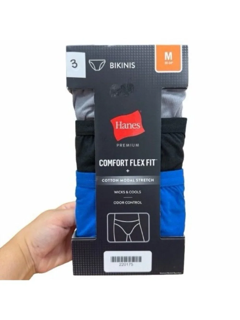 Hanes Men's Premium Comfort Flex Fit Bikini Underwear 3-pack size M Cotton/Modal